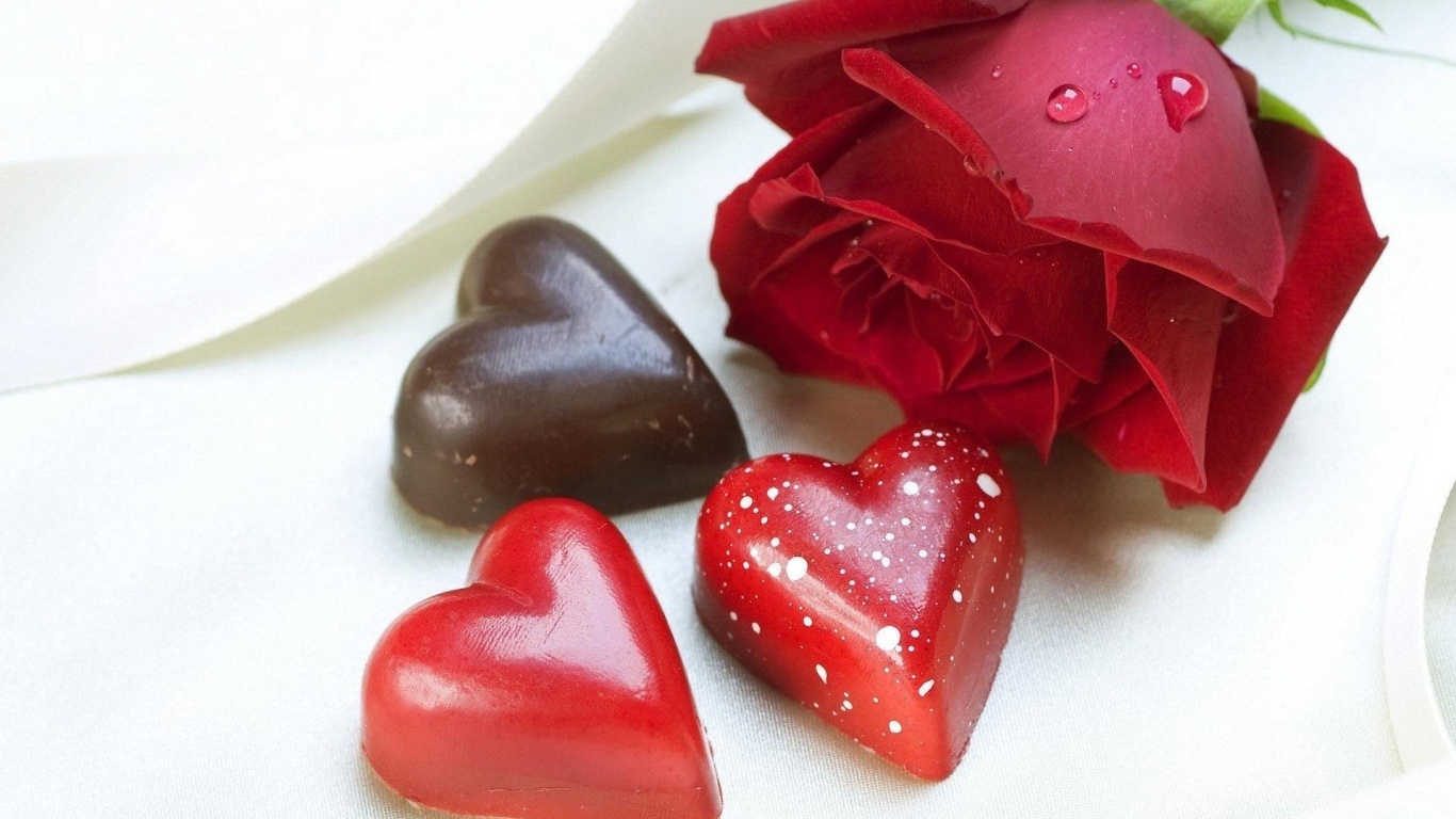 Шоколадные сердца на День Святого Валентина 14 февраля~Анимационные блестящие открытки GIF