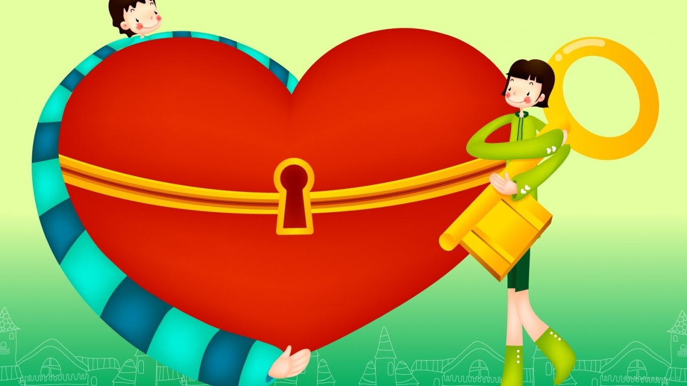 Ключ от сердца на День Св. Валентина~Анимационные блестящие открытки GIF