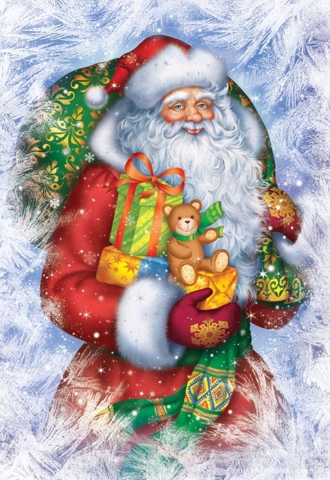 Дед Мороз~Анимационные блестящие открытки GIF