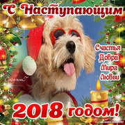 Открытки с наступающим Новым Годом Собака