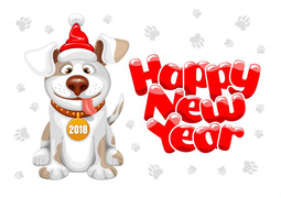 Новогодние картинки с символом Собаки 2018