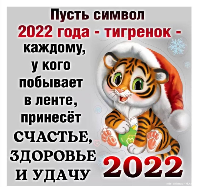 Символ 2022 года - тигрёнок~Анимационные блестящие открытки GIF