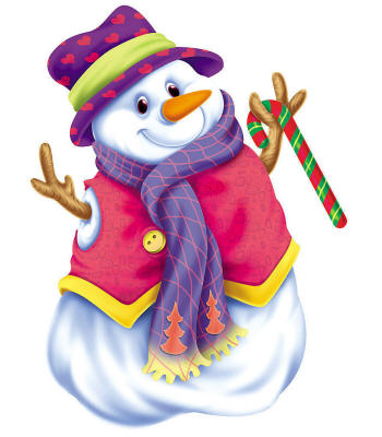 Веселый белоснежный снеговик принарядился к Рождеству~Анимационные блестящие открытки GIF