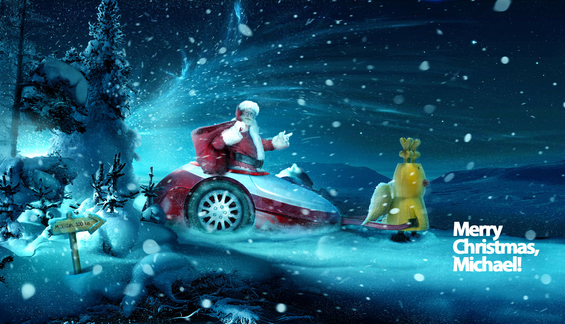Bолшебный дед мороз~Анимационные блестящие открытки GIF