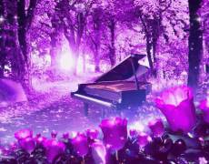 Пианино в цветочном лесу