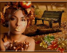 Осенние листья и девушка