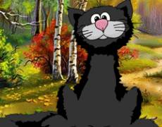 Анимация черный кот