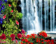водопад в цветах