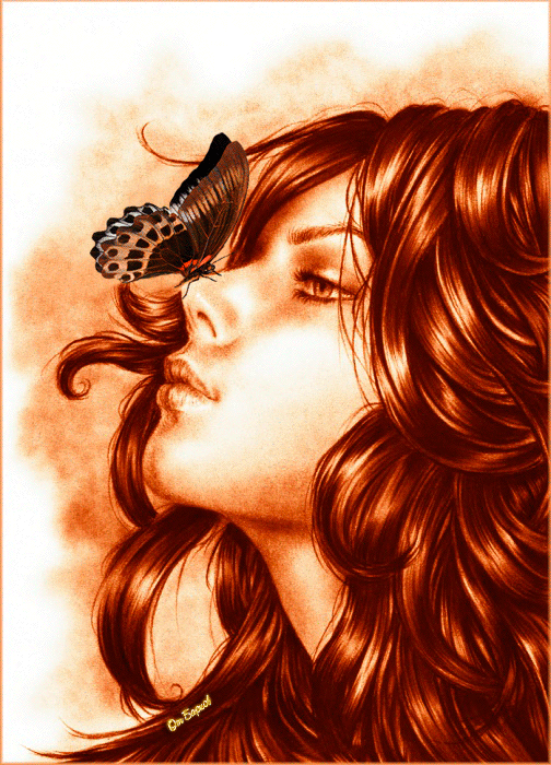 Девушка с бабочкой на носу