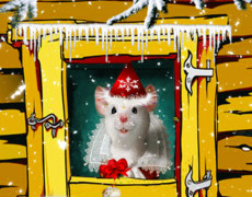 Гиф открытка с крысой на новый год